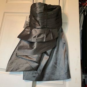 Gunmetal Calvin Klein strapless dress.